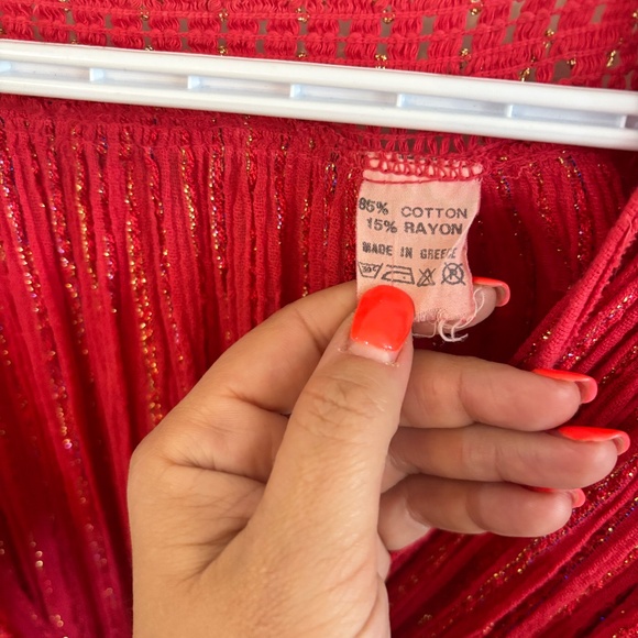 red grecian style wrap style dress with gold flecks vintage Red for sizing - Picture 5 of 7